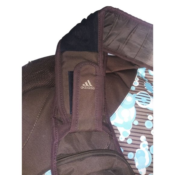 Adidas Load Spring Backpack Brown Blue Bubbles Zip Pocket Sling Backpack - Picture 4 of 11